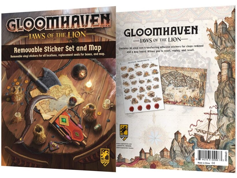 Gloomhaven: Jaws of the Lion Removable Sticker Set & Map