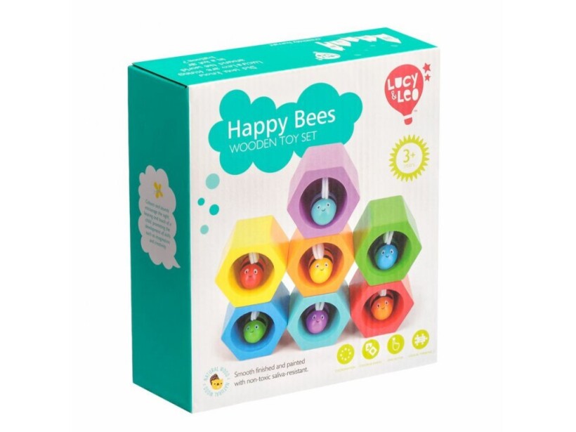 Včelí úly - dřevěná motorická hračka 17 dílů